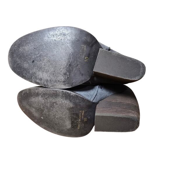 Very Volatile Womens Sz 10 Whitby Ankle Boots Gray Demi Wedge Zip Suede Leather - Picture 8 of 9
